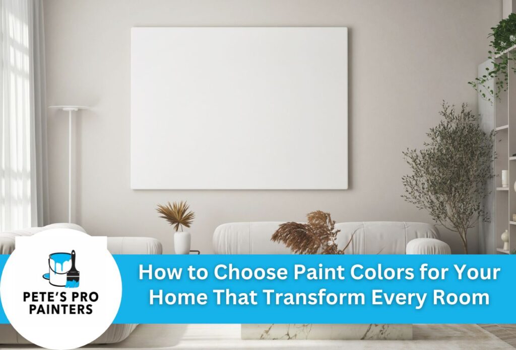 Modern Living Room With Blank White Canvas, Beige Sofa, And Plants For Paint Color Inspiration